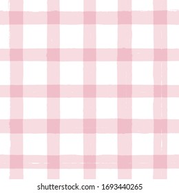 Nahtlose Tartan-Girly-Muster, gepolsterter Druck, karierte rosa Pinselstriche. Gingham. Rhombus und Quadrate, Textur: Hemden, Tischdecken, Kleidung, Kleider, Bettwäsche, Decken, Papier.