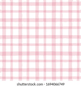trazo giratorio sin fisuras, impresión trenzada, pincel rosa a cuadros. Gingham. Rhombus y cuadrado textil: pantalones, manteles, ropa, vestidos, ropa de cama, mantas, papel.