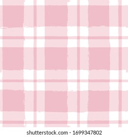trazo giratorio sin fisuras, impresión trenzada, pincel rosa a cuadros. Gingham. Rhombus y cuadrado textil: pantalones, manteles, ropa, vestidos, ropa de cama, mantas, papel.