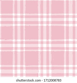 seamless tartan girly pattern, plaid print, checkered pink paint brush strokes. Gingham. Rhombus and squares texture for textile: shirts, tablecloths, clothes, dresses, bedding, blankets, paper. 