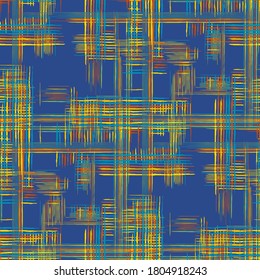 Seamless Tartan Pattern. Abstract Texture with Crossing Stripes. Ethnic Print Imitation of Grass Mat. Seamless Stripes. Modern Pattern with Colorful Lines.
