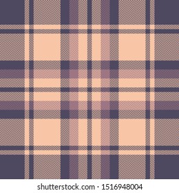 Seamless tartan pattern background. Herringbone check plaid texture in purple, pink, and soft apricot for scarf, blanket, throw, poncho, or other modern everyday casual fabric design.