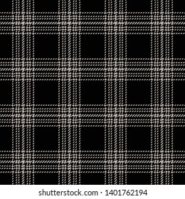 Seamless tartan pattern. Black and grey check plaid for textile design. Hounds tooth texture.