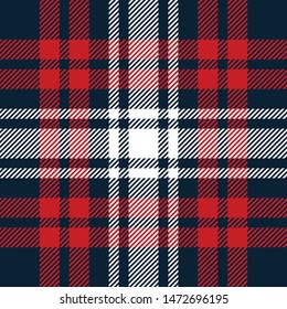 Seamless tartan pattern. Blur, red, and white check plaid for scarf, poncho, blanket, flannel shirt, or other modern textile print.