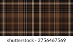 Seamless Tartan Pattern, Brown Plaid Check, Classic Textile Geometric Background in Coffee Tones. Vector. Texture for Decor and Print