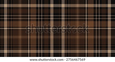 Seamless Tartan Pattern, Brown Plaid Check, Classic Textile Geometric Background in Coffee Tones. Vector. Texture for Decor and Print