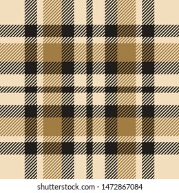 Seamless Tartan Pattern. Check Plaid In Dark Grey And Gold For Scarf, Poncho, Flannel Shirt, Blanket, Throw, Or Other Modern Textile Design. Striped Texture.