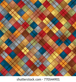 Seamless tartan pattern. Checkered colorful brown texture for clothing fabric prints and home textile.