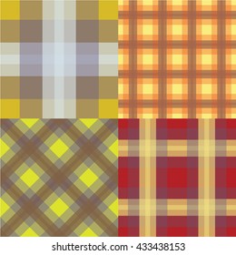 seamless tartan pattern collection. Plaid tile texture background set vector illustration.