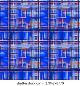 Seamless Tartan Pattern. Ethnic Print Imitation of Grass Mat. Seamless Stripes. Modern Pattern with Colorful Lines. Abstract Texture with Crossing Stripes.