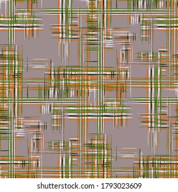 Seamless Tartan Pattern. Modern Pattern with Colorful Lines. Abstract Texture with Crossing Stripes. Seamless Stripes. Ethnic Print Imitation of Grass Mat.