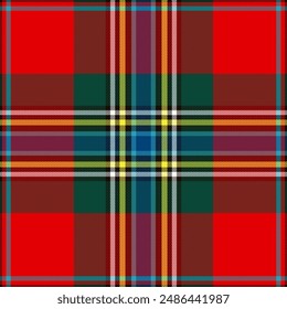 Seamless tartan pattern. Multicolored dark ombre check plaid in blue, red, and beige for flannel shirt or other modern clothing design.