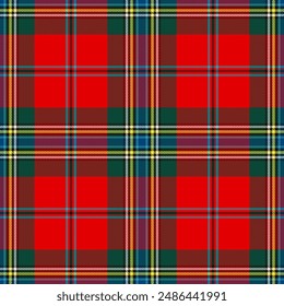 Seamless tartan pattern. Multicolored dark ombre check plaid in blue, red, and beige for flannel shirt or other modern clothing design.