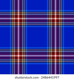 Seamless tartan pattern. Multicolored dark ombre check plaid in blue, red, and beige for flannel shirt or other modern clothing design.