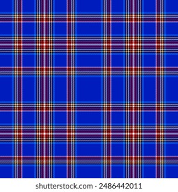 Seamless tartan pattern. Multicolored dark ombre check plaid in blue, red, and beige for flannel shirt or other modern clothing design.