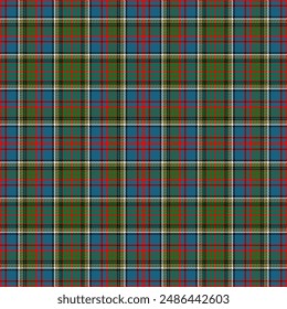 Seamless tartan pattern. Multicolored dark ombre check plaid in blue, red, and beige for flannel shirt or other modern clothing design.