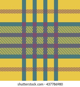 Seamless tartan pattern. Repeated Plaid twill yellow and blue palette. Diagonal texture background Vector illustration.