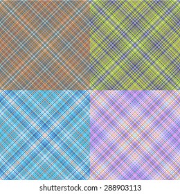 Seamless tartan pattern set. Textile fabric design