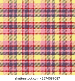 Seamless tartan pattern. Stands out with various colored threads woven crisscross, pattern resembling a chessboard. Design for textile, fabric, curtain, wrapping.