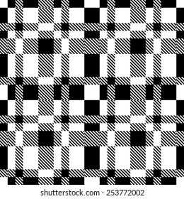 Seamless Tartan Pattern. Vector Black and White Background
