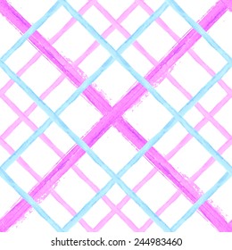 Seamless tartan pattern. Watercolor stroke design. Vector background.