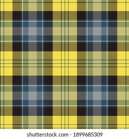 Seamless tartan pattern in yellow and gray colors. Checkered plaid  background. Trendy colors of the year 2021. Traditional Scottish ornament. Flat style design illustration