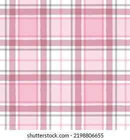 Nahtloses Tartanmuster, Aquarelldruck, karierte rosa gürtelige Pinselstriche. Gingham-Textur für Textilien: Hemden, Tischdecken, Kleidung