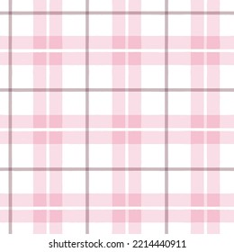 Nahtloses Tartanmuster, Aquarelldruck, karierte rosa gürtelige Pinselstriche. Gingham-Textur für Textilien: Hemden, Tischdecken, Kleidung