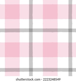 Seamless tartan pattern,watercolor plaid print, checkered pink girly brush strokes. Gingham texture for textile: shirts, tablecloths, clothes