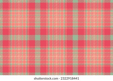 Seamless tartan plaid of check background fabric with a texture vector textile pattern in red and pastel colors.