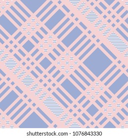 Seamless tartan plaid pattern in blue and pink tone.