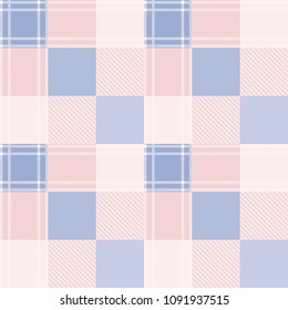 Seamless tartan plaid pattern in blue and pink tone.