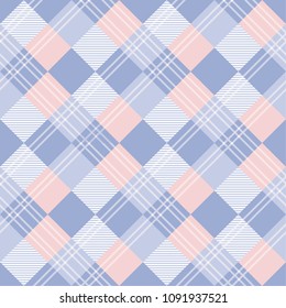 Seamless tartan plaid pattern in blue and pink tone.
