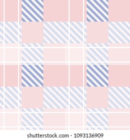 Seamless tartan plaid pattern in blue and pink tone.