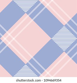 Seamless tartan plaid pattern in blue and pink tone.