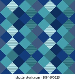 Seamless tartan plaid pattern in blue 
 and green tone.
