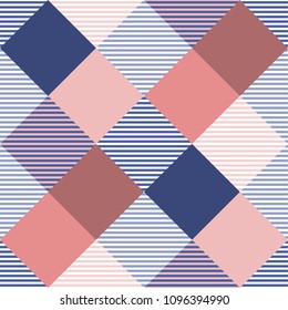 Seamless tartan plaid pattern in blue and pink tone.