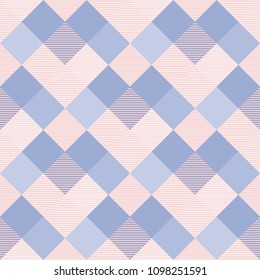 Seamless tartan plaid pattern in blue and pink tone.