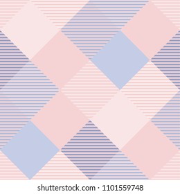 Seamless tartan plaid pattern in blue and pink tone.