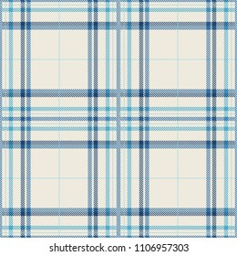 Seamless tartan plaid pattern in blue and white tone.