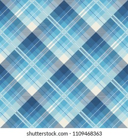 Seamless tartan plaid pattern in blue tone.