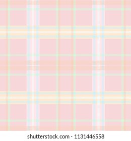 Seamless tartan plaid pattern in blue and pink tone.