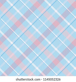 Seamless tartan plaid pattern in blue and pink tone.