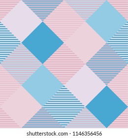 Seamless tartan plaid pattern in blue and pink tone.