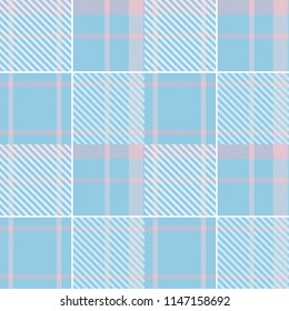 Seamless tartan plaid pattern in blue and pink tone.