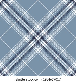 Seamless tartan plaid pattern in blue and white. Monochrome background check vector for flannel shirt, blanket, duvet cover, scarf, other modern spring summer autumn winter fashion textile print.