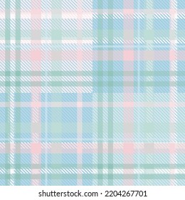 Nahtlose Tartan-Plaid-Muster in Blau, Rosa und Mint Green Color.