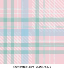 Seamless tartan plaid pattern in Blue ,Pink and Mint Green Color.