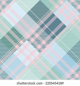 Seamless tartan plaid pattern in Blue ,Pink and Mint Green Color.