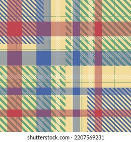 Seamless tartan plaid pattern in Blue , Green , Yellow and Red Color.